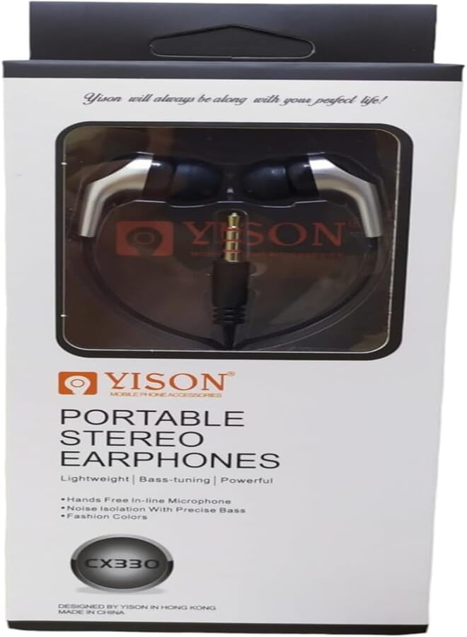 Yison Portable stereo earphones with mic cx330 - black, Wired